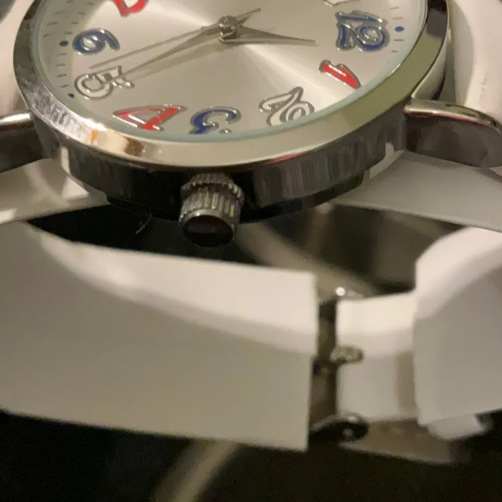 Stylish & Patriotic White Watch with red, white & blue Numbers